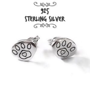 Paw Print 925 Silver Stud Earrings